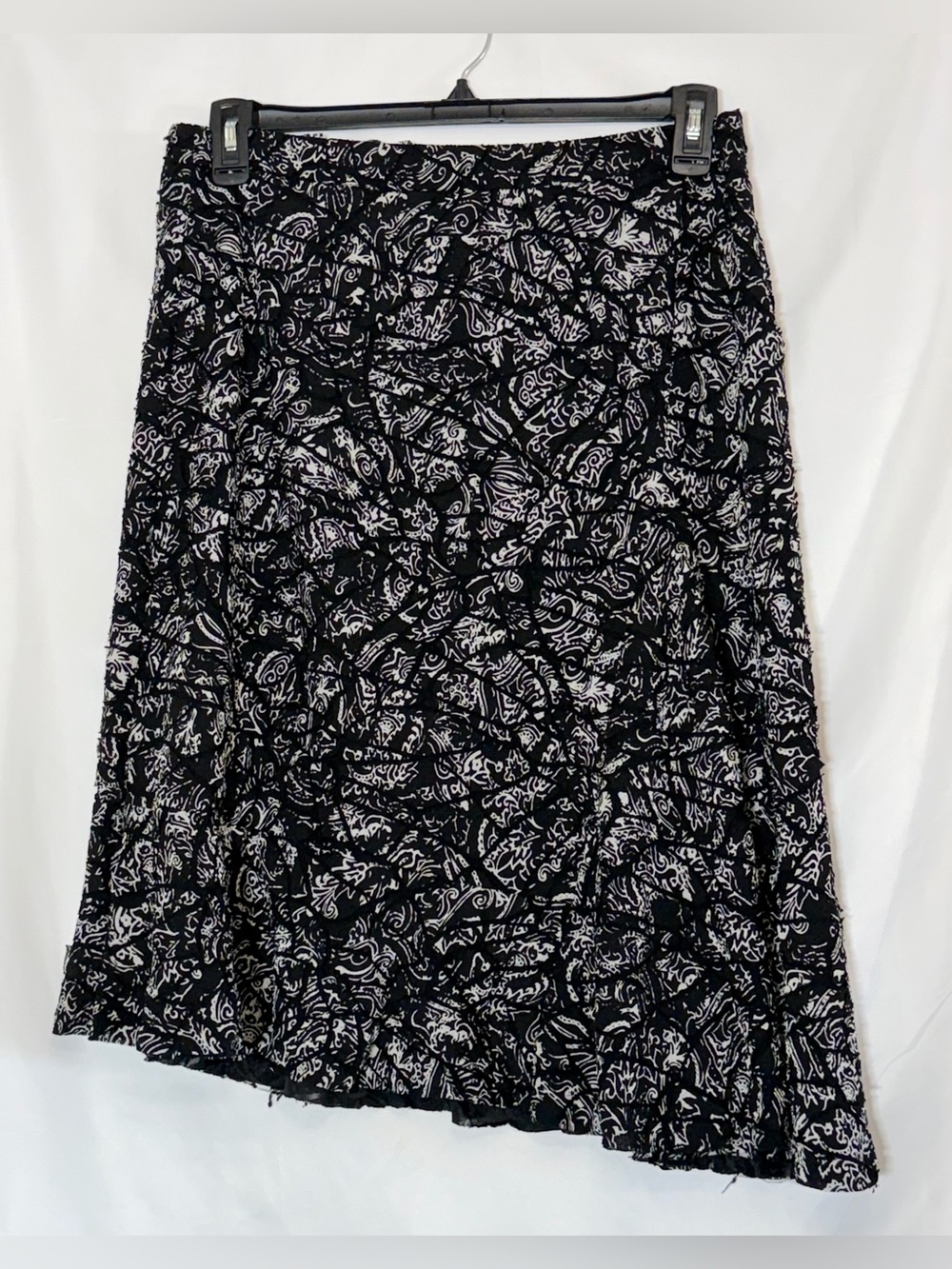 Chico’s Black & White Paisley Tiered Midi Skirt Size 1